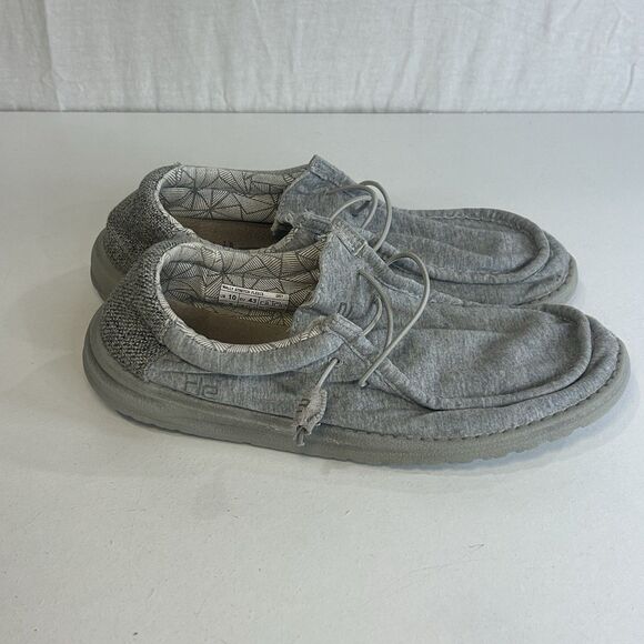 Hey Dude Wally Stretch Fleece Lace Up Loafers Shoes Mens Size 10 Grey - Picture 1 of 7